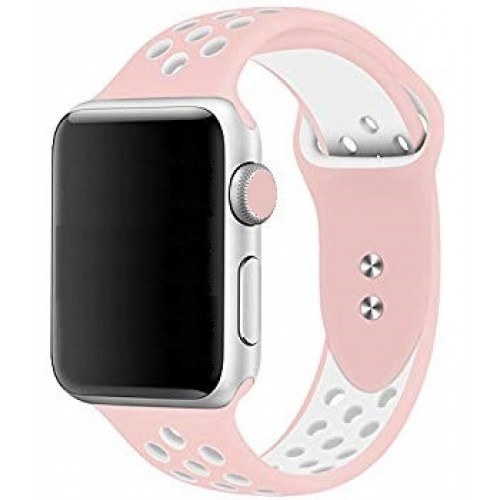 Apple Watch Band Silicone Sport white Pink -42-44-45-46-49mm